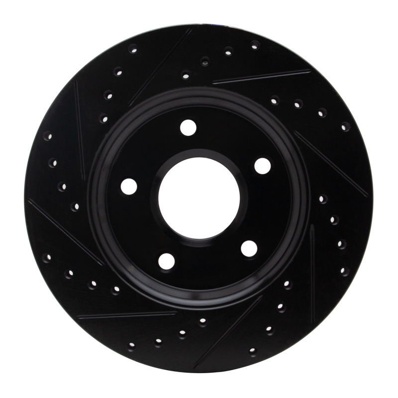 Chrysler Town & Country Brake Rotor (1) - Front Right - R1 Concepts - Drilled & Slotted - Black - `08-`16